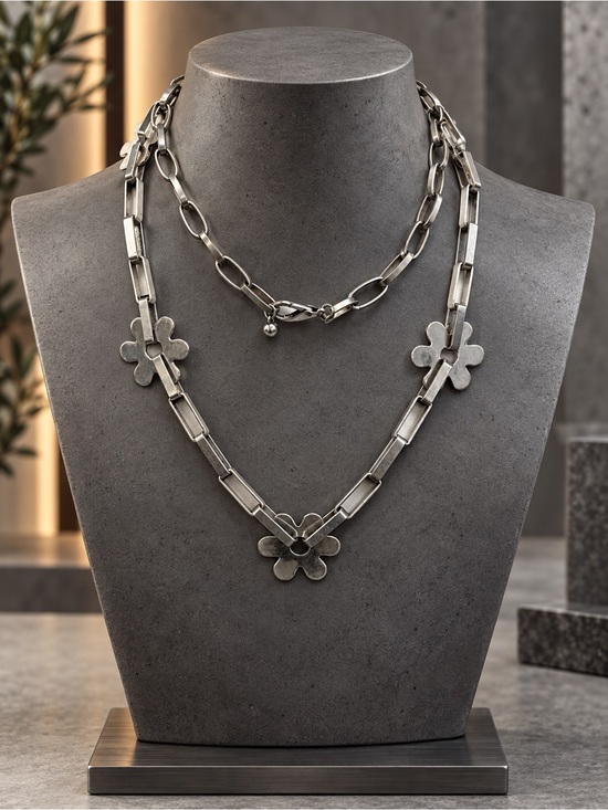accentrix Jewelry - 🆕RESTOCKED❤️Silver Floral Link Long Necklace - Women's Jewelry
